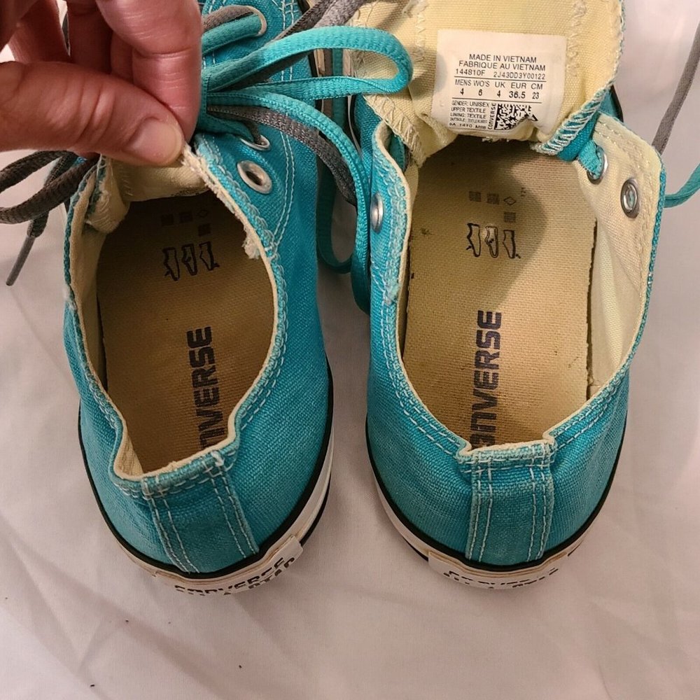 Converse All Star Unisex Low Top Men's Sz 4 Woman's Sz 6 Teal Sneakers Shoes - Picture 5 of 10